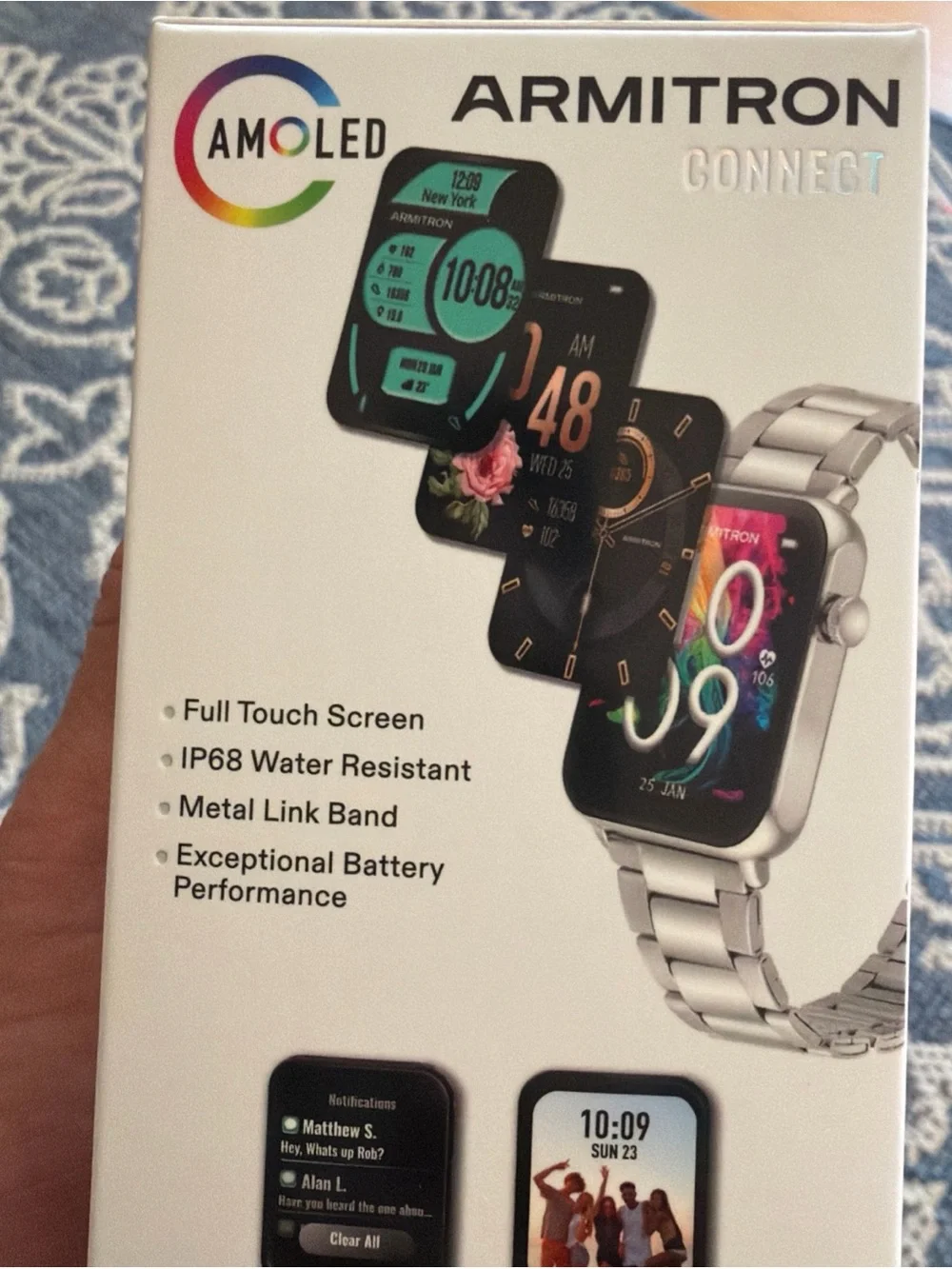 Armitron Silver Stainless Steel AMOLED Smartwatch with Multicolor Display